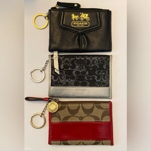 Lot of 3 Designer Coach Mini Wallets/Coin Purses. Nice Variety!